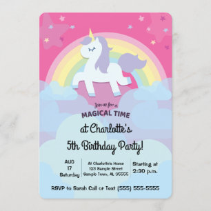 Invitación Cumpleaños mágico y personalizado de Unicornio con