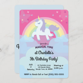 Invitación Cumpleaños mágico y personalizado de unicornio con