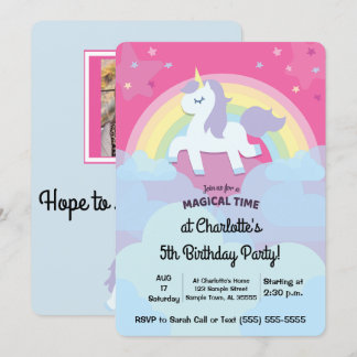 Invitación Cumpleaños mágico y personalizado de unicornio con