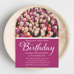 Invitación Cumpleaños Magnífico de 60 Tulipán Floral