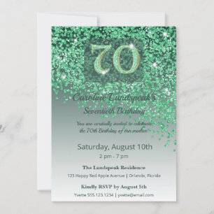 Invitación Cumpleaños majestuoso 70 Esmeralda Verde Brillante