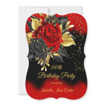 Cumpleaños Mariposa Rosa Roja Floral Oro