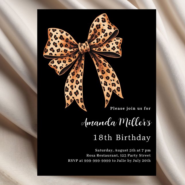 Invitación cumpleaños marrón de leopardo negro (Subido por el creador)
