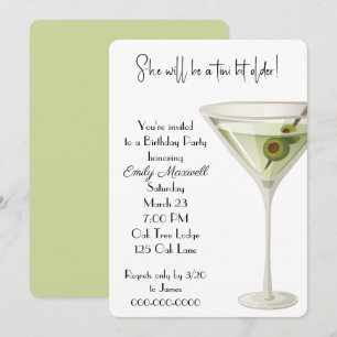 Invitación Cumpleaños Martini Fiesta En Blanco