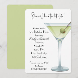 Invitación Cumpleaños Martini Fiesta En Blanco