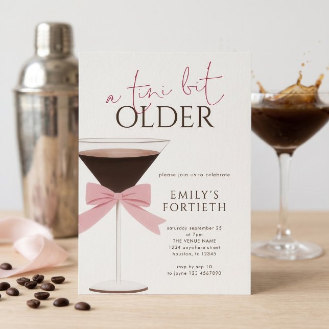 Invitación Cumpleaños Martini Pink Bow Tini Un Poco Mayor (Subido por el creador)