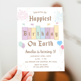 Invitación Cumpleaños Más Feliz En La Tierra Cumpleaños Mágic