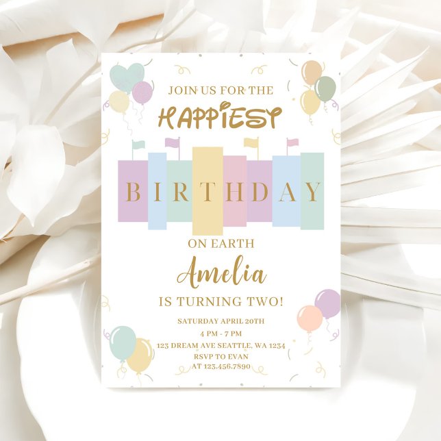 Invitación Cumpleaños Más Feliz En La Tierra Cumpleaños Mágic (Subido por el creador)