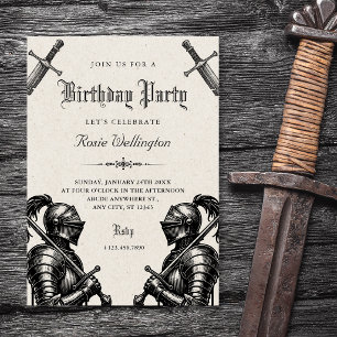 Invitación Cumpleaños medieval de caballeros