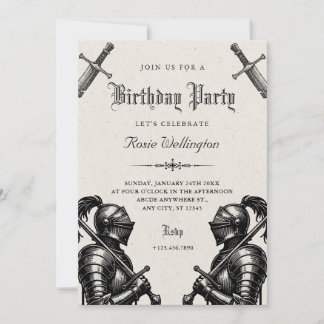 Invitación Cumpleaños medieval de caballeros
