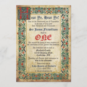 Invitación Cumpleaños medieval del manuscrito