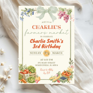 Invitación Cumpleaños Mercado de Granjero Verde Salvia