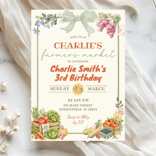 Invitación Cumpleaños Mercado de Granjero Verde Salvia (Subido por el creador)