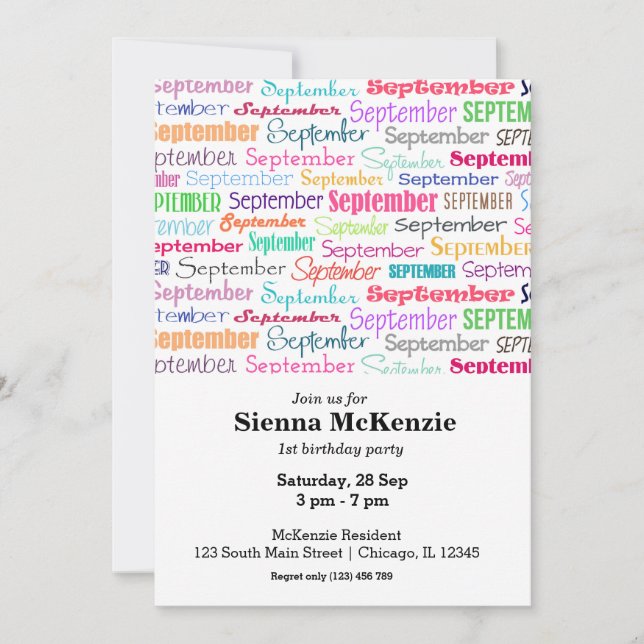 Invitación Cumpleaños, mes de septiembre (Anverso)