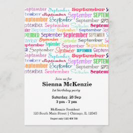 Invitación Cumpleaños, mes de septiembre