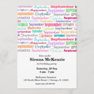 Invitación Cumpleaños, mes de septiembre