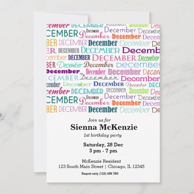 Invitación Cumpleaños mes diciembre (Anverso)