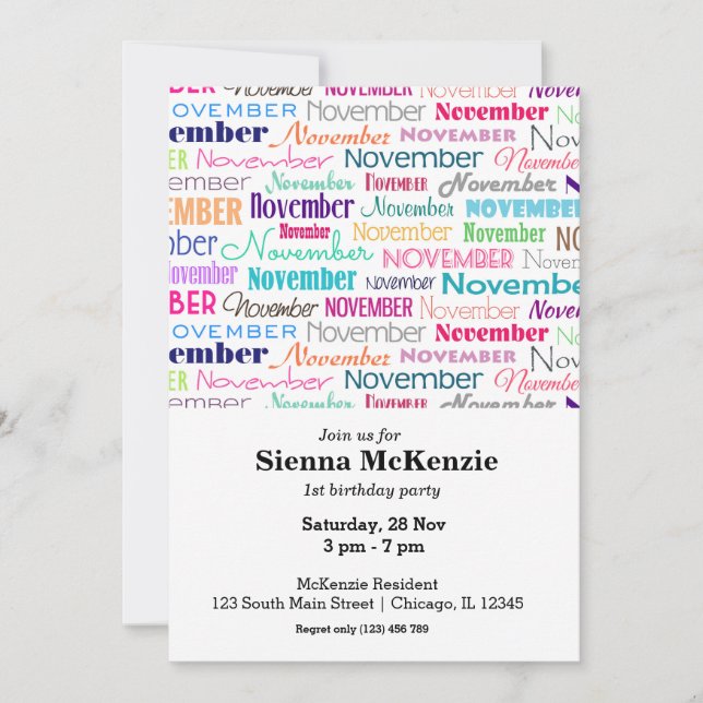 Invitación Cumpleaños mes noviembre (Anverso)