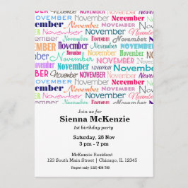 Invitación Cumpleaños mes noviembre