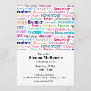 Invitación Cumpleaños mes noviembre