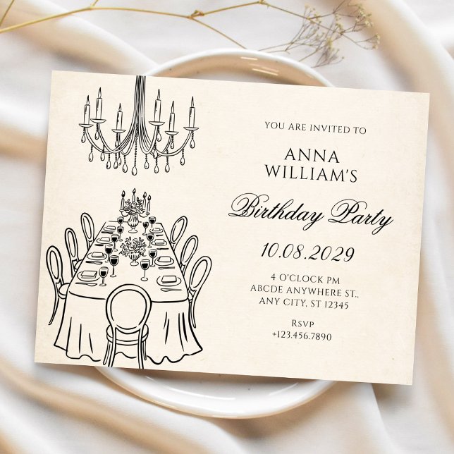 Invitación Cumpleaños mesa de cena minimalista (Subido por el creador)