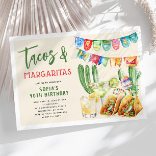 Invitación Cumpleaños Mexicano de Adulto con Tacos y Margarit