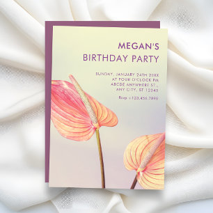 Invitación Cumpleaños minimalista Anthurium floral estético