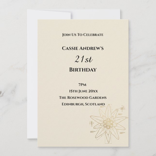 Invitación Cumpleaños Minimalista de Daisy Hito (Anverso)