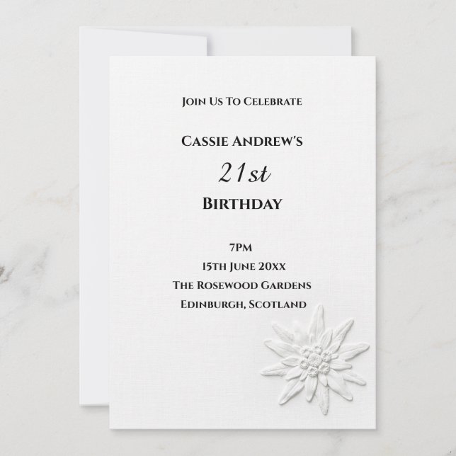 Invitación Cumpleaños Minimalista de Daisy Hito (Anverso)