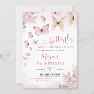 Invitación Cumpleaños minimalista del Boho Beige y la Maripos