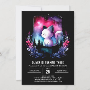 Invitación Cumpleaños minimalista del Gato Boho