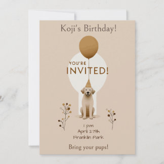 Invitación Cumpleaños minimalista del perro