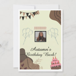 Invitación Cumpleaños minimalista estético-marrón moderno