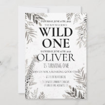 Cumpleaños Minimalista Jungle Wild Uno Primer Verd