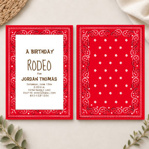 Invitación Cumpleaños Minimalista Moderno Cute Bandana Rojo