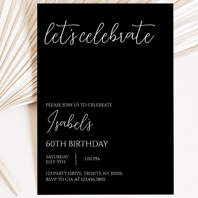 Invitación Cumpleaños Minimalista Negro (Subido por el creador)
