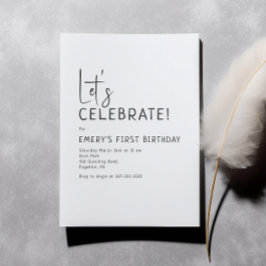 Invitación Cumpleaños Minimalista Sin Género Vamos a Celebrar