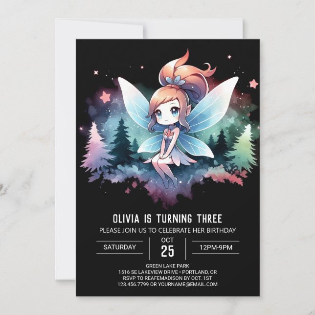 Invitación Cumpleaños Minimalista y encantado (Anverso)