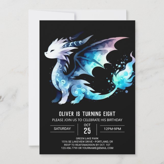 Invitación Cumpleaños minimalista y feroz (Anverso)