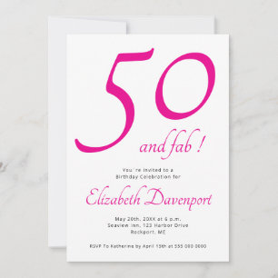 Invitación Cumpleaños Mínimo 50 y Fab Rosa