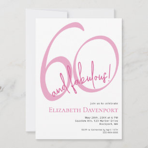 Invitación Cumpleaños Mínimo 60 y Fabuloso Rosa