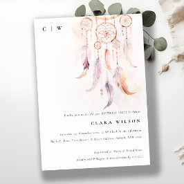 Invitación Cumpleaños mínimo de Boho Feather Dreamcatcher