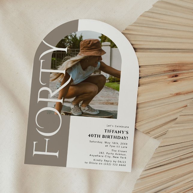 Invitación Cumpleaños Mínimo FORTY Arco Foto 40 (Subido por el creador)