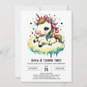 Invitación Cumpleaños mítico de Bliss Unicorn