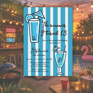 Invitación Cumpleaños Mocktail Azul El Verano Que Cumplí 13
