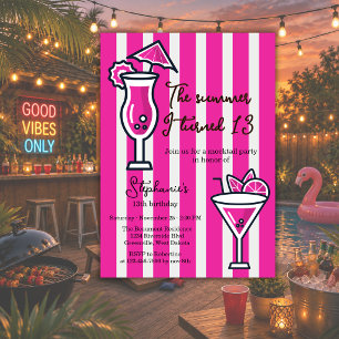 Invitación Cumpleaños Mocktail Rosa El Verano Que Cumplí 13