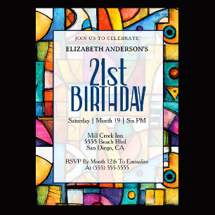 Invitación Cumpleaños Modernista Cubista 21
