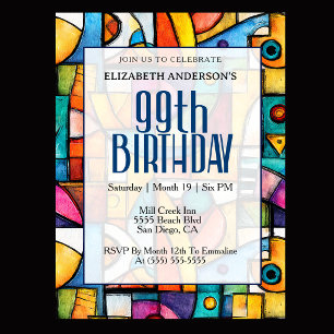Invitación Cumpleaños modernista cubista 99