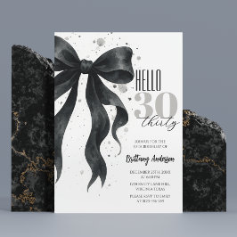 Invitación Cumpleaños moderno 30 con lazo negro