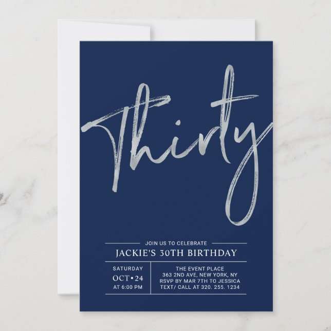 Invitación Cumpleaños moderno 30 | Fiesta de cumpleaños númer (Anverso)